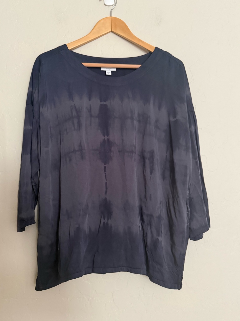 Pure Jill by J. Jill Navy Blue Tie Dye Viscose Blouse Top Size Medium